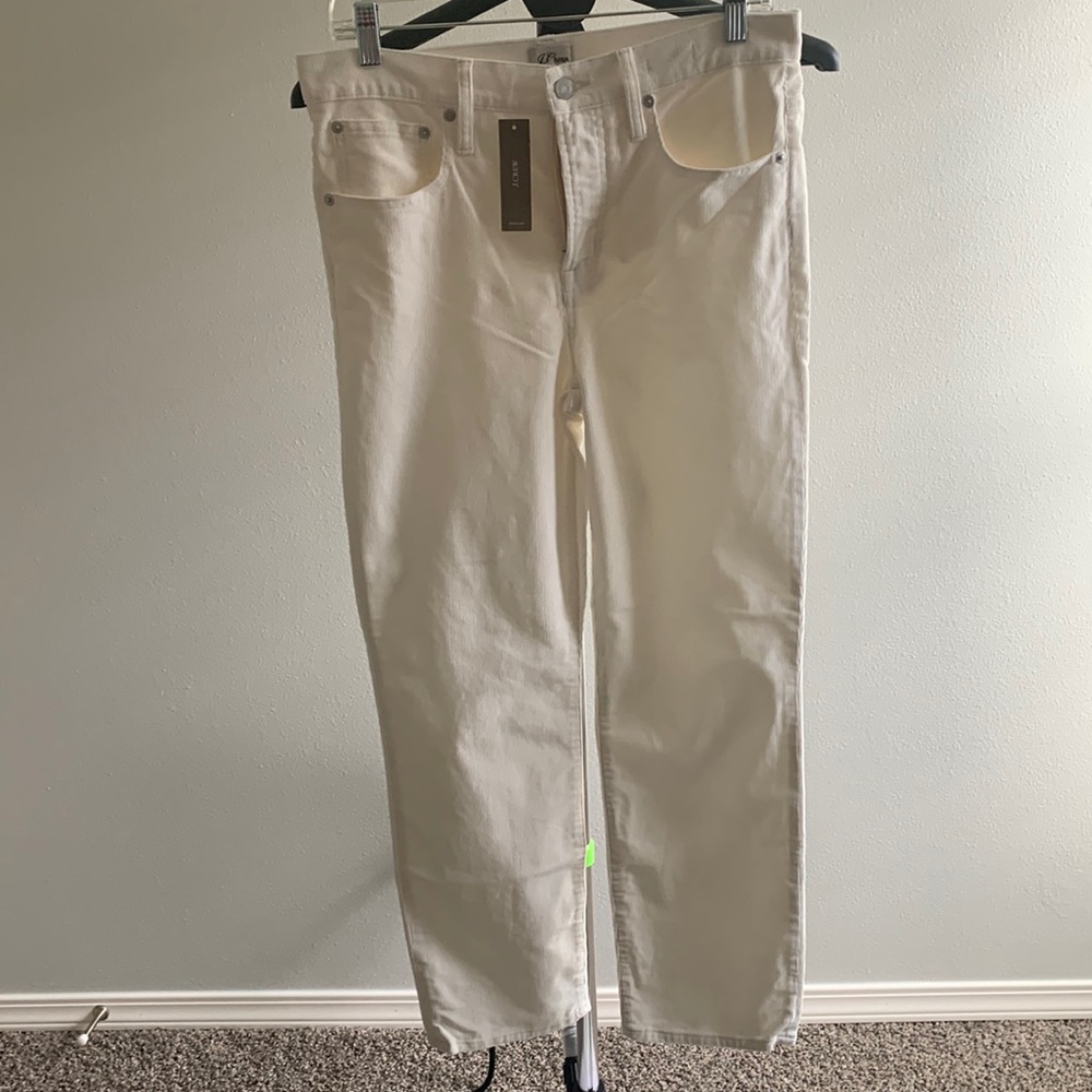 J.Crew, never worn vintage straight pants in garment dyed corduroy (ivory).